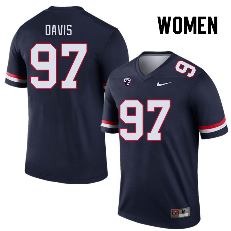 Women #97 Tristan Davis Arizona Wildcats College Football Jerseys Stitched Sale-Navy
